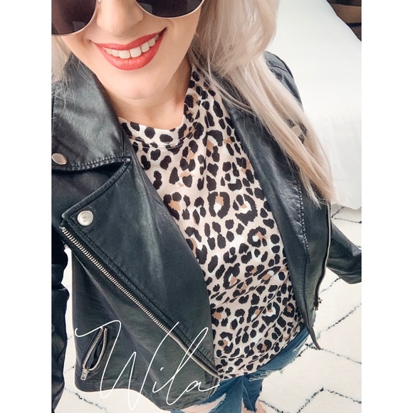 Leopard print tee shirt tan black 669400 - Picture 4 of 7